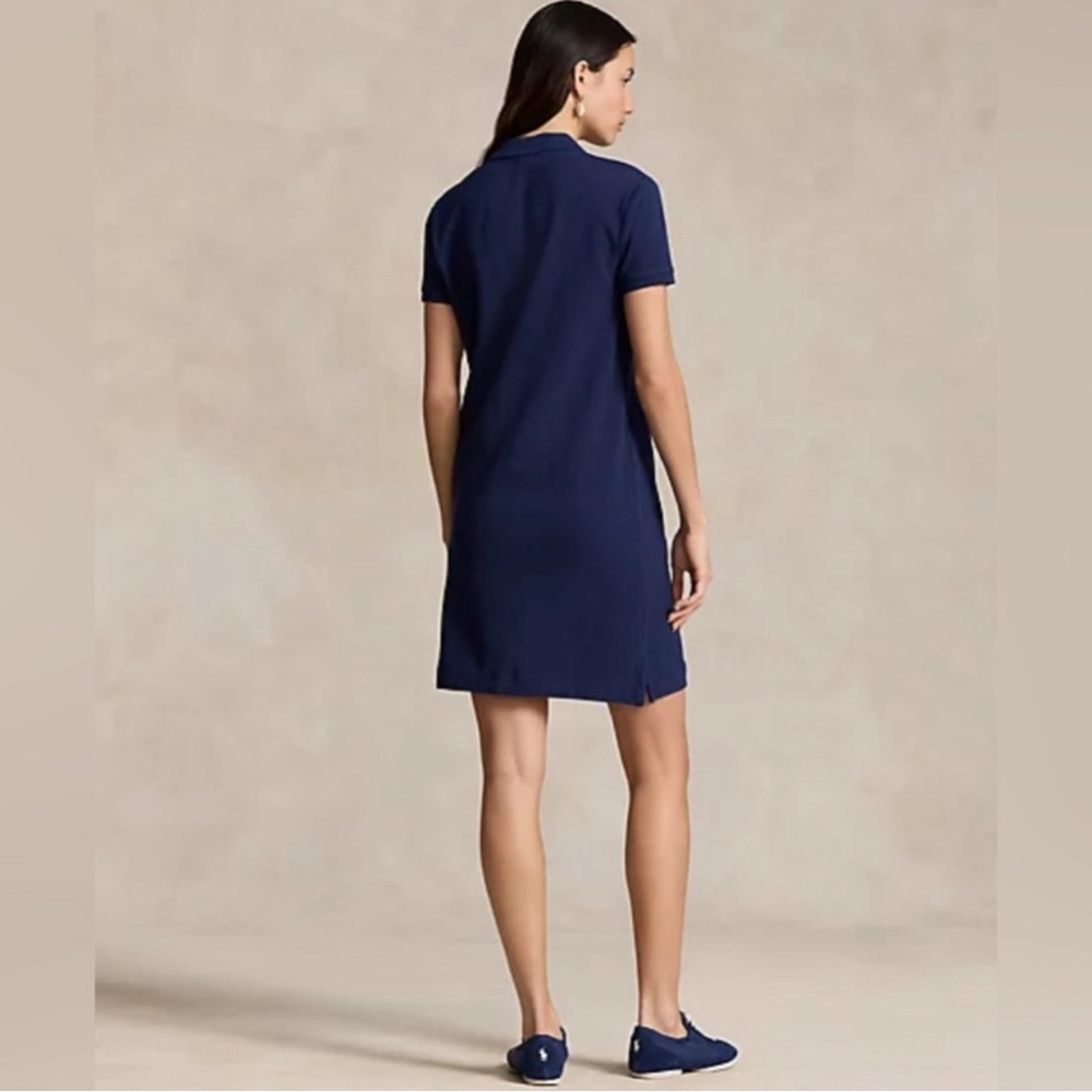 Ralph Lauren Dark Blue Cotton Mesh Polo Dress (Size Medium) - Picture 2 of 3